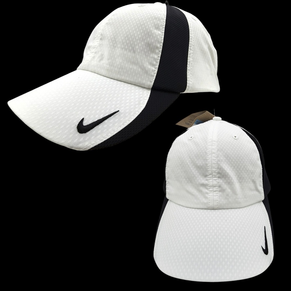Nike Golf Club Hat Sz M/L Unstructured Strapback White Black Cap‎ FD9709-101 NEW